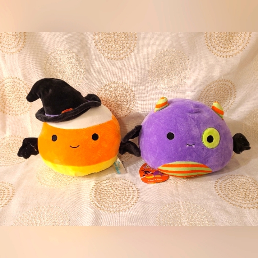 Casey Candy Corn Witch Bat & Blaze Monster Bat KellyToy Flipamallow Squishmallow